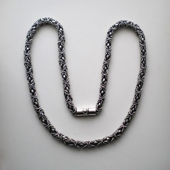 Vintage Heavy Artisan Handmade Sterling Silver BYZANTINE Necklace Chain 83 grams - Picture 4 of 4